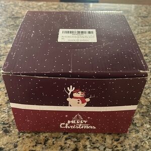 NIB Christmas beverage/stemless wine glasses.